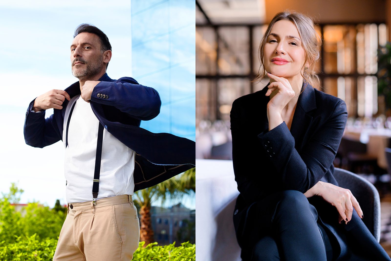 Confident man and woman