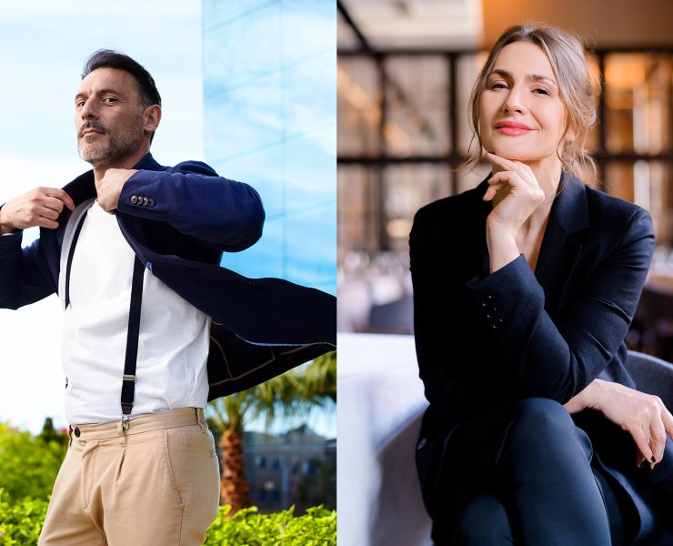 Confident man and woman