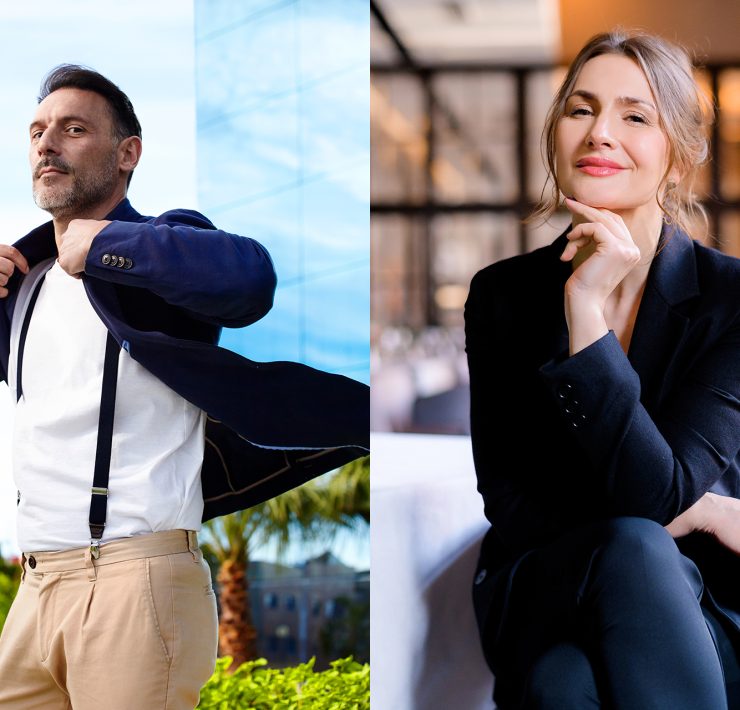 Confident man and woman